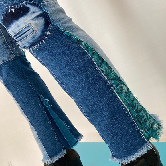 Custom Distressed Boro Sashiko Acid Faded Blue Jeans - Picture 16 of 17